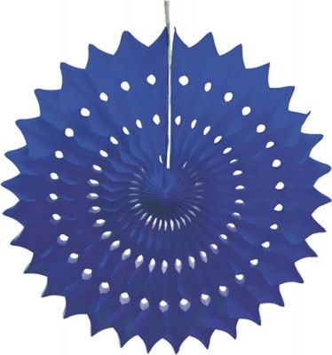 Party Pro 50255S, Eventail alvéolé bleu foncé 20 cm
