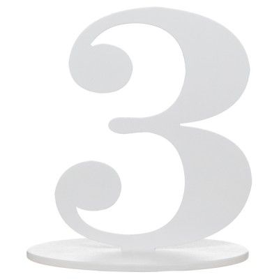 Grand chiffre Anniversaire vertical déco, Chiffre 3 Blanc