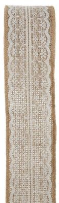 SANTEX 5089-25-5, Ruban jute avec dentelle, ivoire