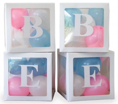 Lot de 4 Cubes en carton avec film plastique 30x30x30cm, Blanc + lettres