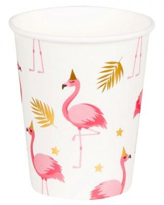 Sachet de 10 gobelets Flamants Roses, rose et or 21 cl