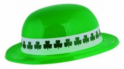 P'TIT Clown re60560 - Chapeau plastique melon vert St Patrick avec bande de trèfles
