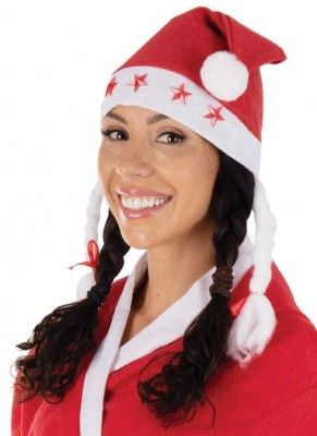P'TIT Clown re61045 - Bonnet de Mère Noël lumineux étoiles rouges