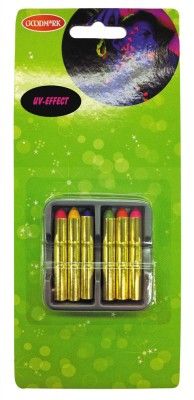 Party Pro 631165, Boite de 6 crayons gras FLUO - UV effect