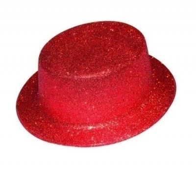 P'TIT Clown re63552 - Chapeau plastique HDF adulte, bords arrondis, paillettes, rouge