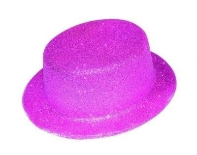 P'TIT Clown re63555 - Chapeau plastique HDF adulte, bords arrondis, paillettes, rose