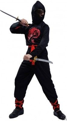 P'TIT Clown re66274 - Déguisement enfant Ninja noir et rouge taille 10/12 ans