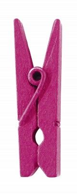 Sachet de 24 mini pinces en bois, Fuchsia