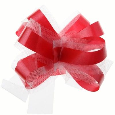 SANTEX 70178-7 - Sachet de 5 noeuds automatiques tulle rouge