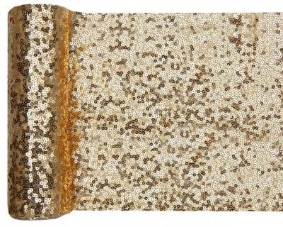 SANTEX 7035-3-20, Ruban de table Sequins 19cm x 3m, Or
