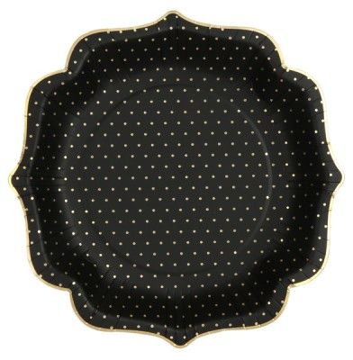 SANTEX 7094-11, Sachet de 10 assiettes pois dorés, noires