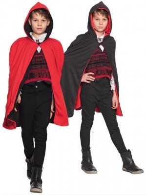 Cape Réversible Twilight rouge/noire enfant, 75cm