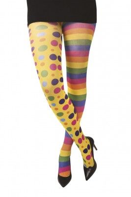 P'TIT Clown re72707 - Collants opaques de clown à rayures et pois