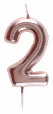 Bougie 9cm Rose Gold, chiffre 2