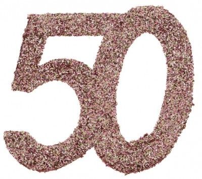 Sachet de 6 Grands confettis anniversaire, Rose Gold pailleté 50 ans