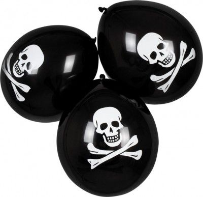 Sachet 6 ballons Pirate noirs 25cm