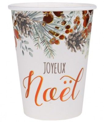 Lot de 10 Gobelets Guirlande de Noël, blanc et Cuivre