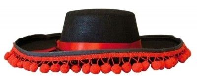 P'TIT Clown re75300 - Chapeau feutre espagnol adulte, noir et rouge 