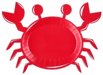 Paquet de 10 Assiettes Crabe Bord de Mer, Rouge