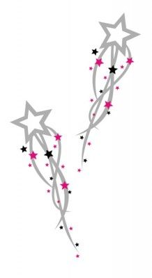 Chaks 76204-114, Chemin de table blanc Etoiles Filantes Argent-Noir-Fuchsia