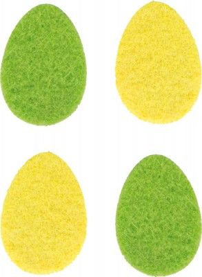 Chaks 77072, Sachet 12 confettis 4cm en feutrine forme Oeuf, jaune et vert