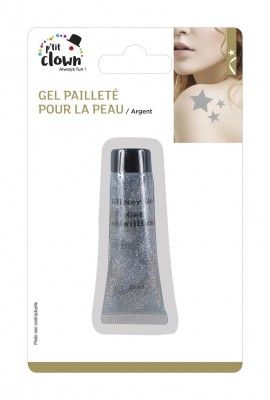 P'TIT Clown re77702 - Gel pailleté pour la peau, tube 20 ml, argent