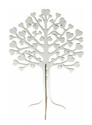 Chaks 80114, Petit Arbre à Voeux en bois, Blanc 30cm