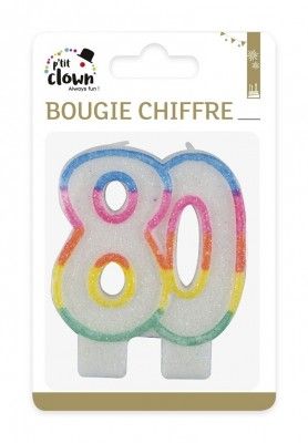 P'TIT Clown re80180 - Bougie chiffre 80 ans