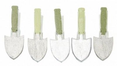 Chaks 80201, Set 6 marque-places mini-Pelles jardin en bois sur pince 5cm 