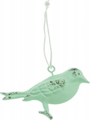 Chaks 80226-28, Oiseau métal à suspendre 7cm, Vert pistache