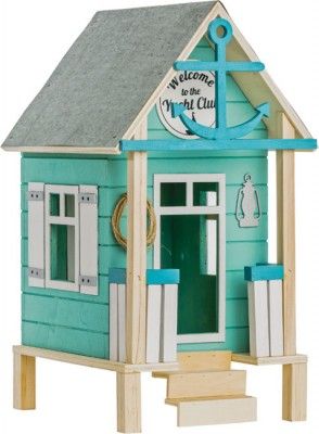 Chaks 80237, Grande Maison de plage en bois Sable/Blanc/Bleu 37cm