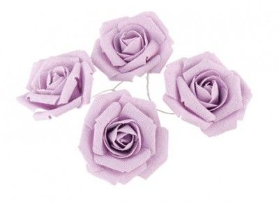 Chaks 80411-07, Set de 4 Roses 5,5cm en Lin, Lavande