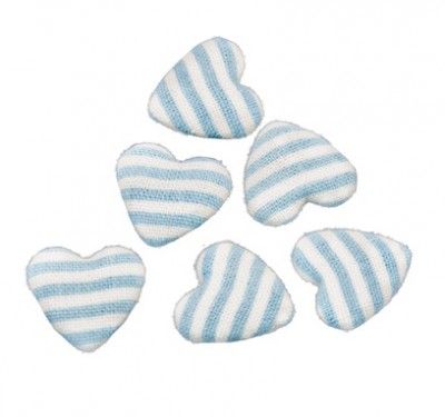 Chaks 80458-35, Set de 6 Coeurs avec Rayures 2,6cm à coller, Bleu pastel