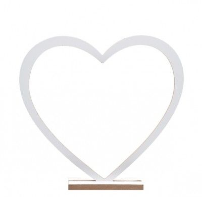 Décor de table Coeur blanc en bois 25 cm