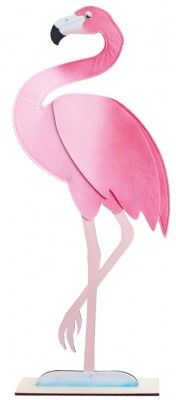 Chaks 80719, Grand Flamant Rose en feutrine sur pied bois 55cm