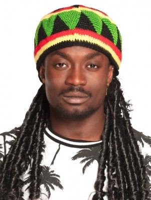 Bonnet Rasta vert/jaune/rouge avec tresses