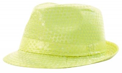 Party Pro 865090614, Chapeau borsalino sequin Néon, Jaune