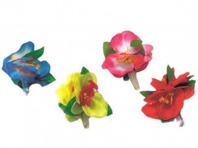 Barrette fleur Hawaï colorée (x1)