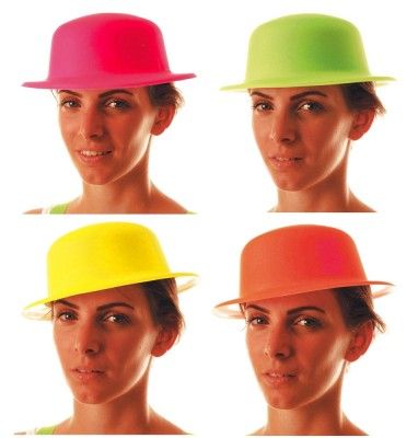 Chapeau melon fluo plastique (x1)