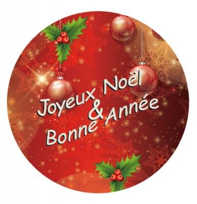 Chaks 90485, Sachet 20 décos carton rondes 5cm Noël et Nouvel An, Rouge