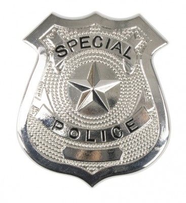 Badge Police en métal argenté (broche)
