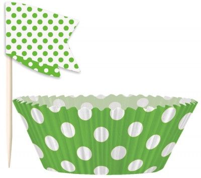 Kit décoration à cupcakes Vert à pois