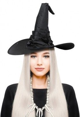 Chapeau de sorcière noir avec plis adulte