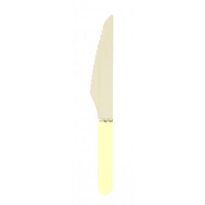 Party Pro 913233, Sachet de 8 couteaux en bois manche jaune pastel