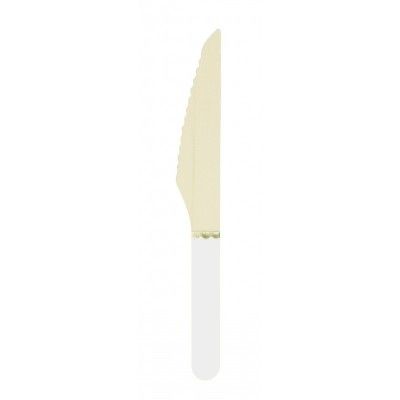 Party Pro 913237, Sachet de 8 couteaux en bois manche blanc