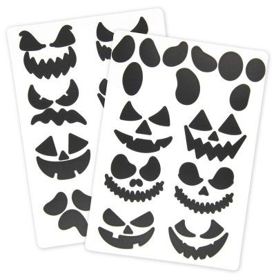 Party Pro 913450B, Lot de 17 stickers Visages Halloween