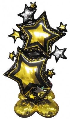 Party Pro 9231, Ballon mylar Stars and Foil 80cm OR