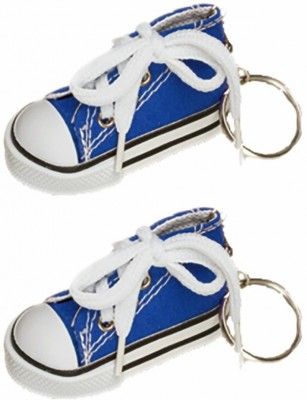 Sachet de 2 porte-clés Baskets 7,5cm en tissu, Marine