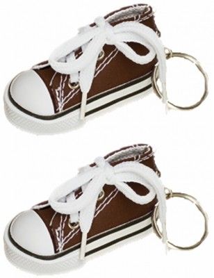 Sachet de 2 porte-clés Baskets 7,5cm en tissu, Chocolat