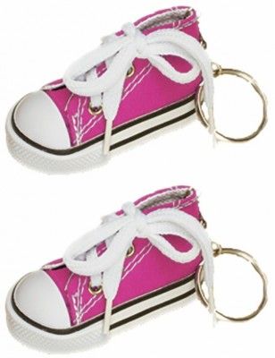 Sachet de 2 porte-clés Baskets 7,5cm en tissu, Fuchsia